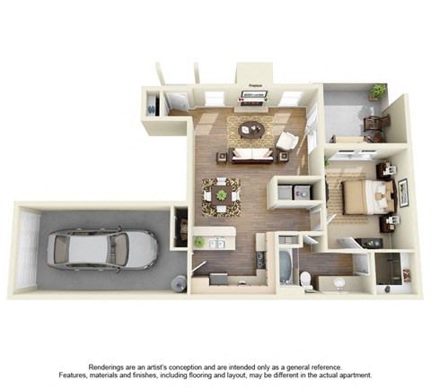 1 Bed 1 Bath Floor Plan at Winsted at Valley Ranch, Irving, TX